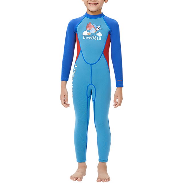 Soidarity Traje de baño de una pieza para niños, conjunto de esnórquel a prueba de sol, traje de baño elástico con cremallera, traje de baño cálido Deportes acuáticos azul XXL Soidarity OD003312-05