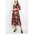 thumbnail image 2 of Adrianna Papell V-Neck Long Sleeve Floral Print Empire Waist Tiered Chiffon Dress-PINK / 4, 2 of 4
