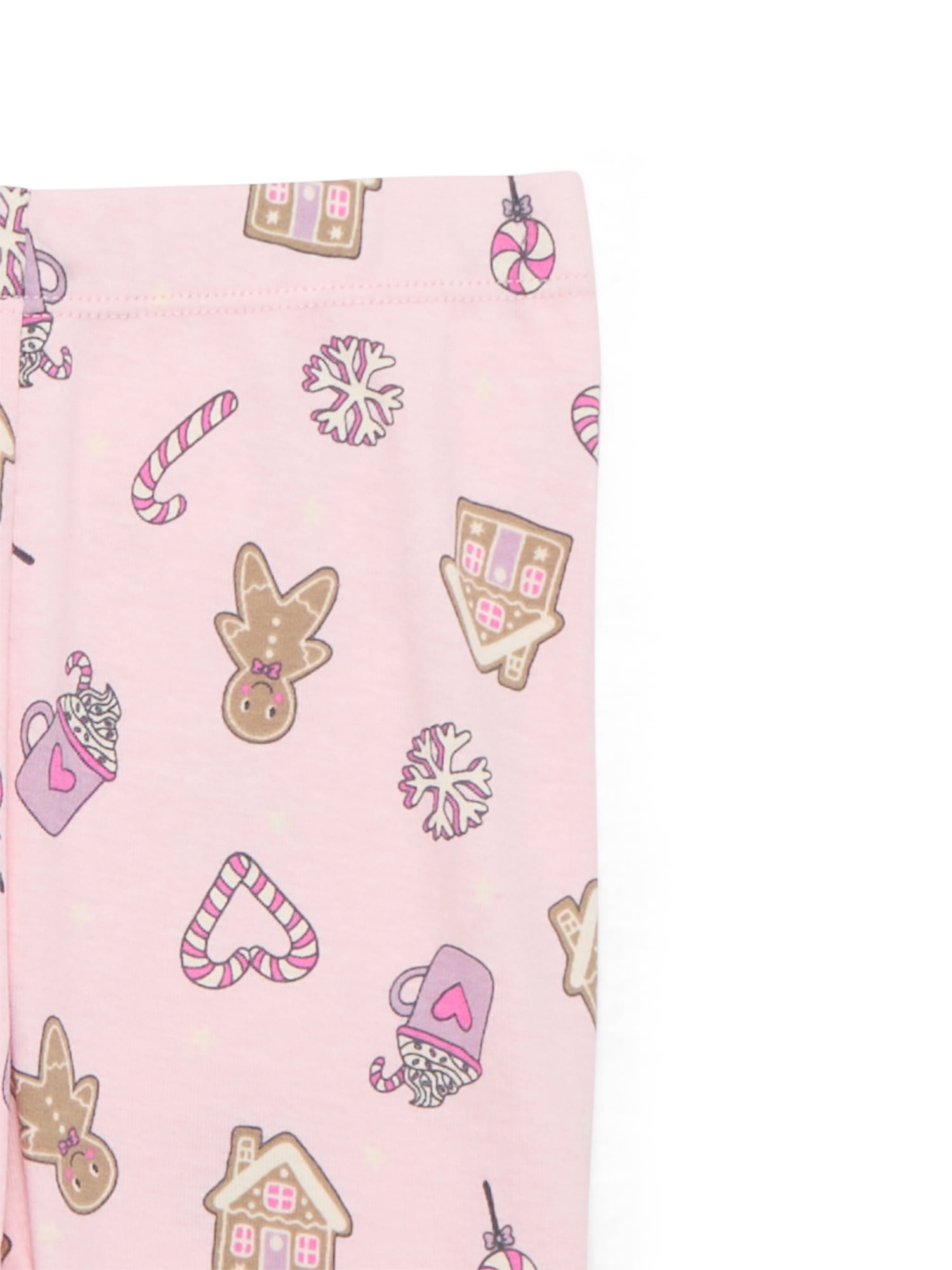 Wonder Nation Girls Cotton Long Sleeve Top and Pants Tight Fit Sleep Set, 2-Piece, Sizes 4-10