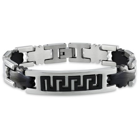 Stainless Steel Men's Bracelet with Black Plating, 8.5"