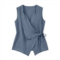 thumbnail image 6 of Otntypg Women’s Wrap V Neck Tank Top Dressy Summer Sleeveless Side Bowknot Tie Tunic Blouse Lightweight Loose Fit Casual Beach Vacation Tees Blouse, 6 of 7