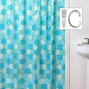 Dots 13-Piece Shower Curtain and Hooks Set, Blue