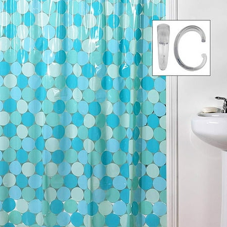 Dots 13-Piece Shower Curtain and Hooks Set, Blue