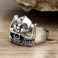 thumbnail image 3 of Vintage Ethnic Style Skull Biker Rings Mens 14K White Gold Rock Punk Gothic Skull Ring Fashion Party Jewelry Gifts, 3 of 8