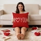 thumbnail image 1 of Funda de almohada de lino con estampado de corazones y letras | Funda de cojín decorativa para sofá o cama | Funda de almohada cuadrada de 45x45 cm, 1 of 6