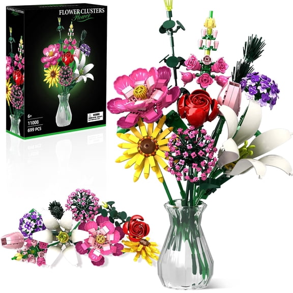 Flower Bouquet Building Set, 699 Psc Bouquet Compatible with Lego, Ideal Gift for Valentine's Day, Birthday, Mother's Day, Girls, Women and Adults 6 