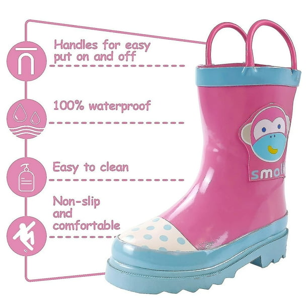 Children Rain Boots Boys Girls Wellies Waterproof Non slip Cartoon Shoes With Handles Walmart