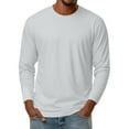 thumbnail image 2 of Dresfit Big and Tall Shirts for Men Long Sleeve Thermal Tshirts Fall Lightweight Solid Color Crew Neck Athletic Shirt 2025 Slim Fit Plain Knit Fashion Gray L, 2 of 7