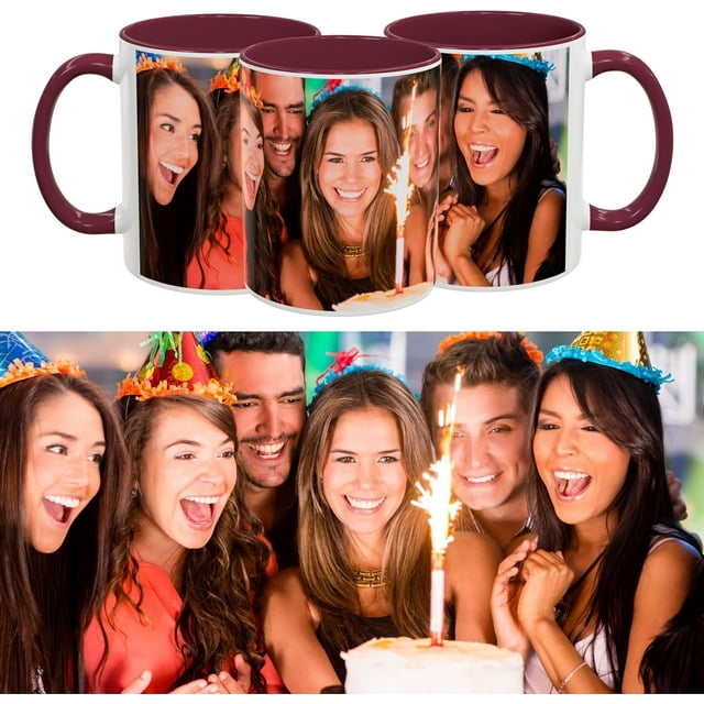 Custom Mug with One Wrap Picture or Text, Personalized Mug, Microwave & Dishwasher Safe Ceramic Mug, 11oz