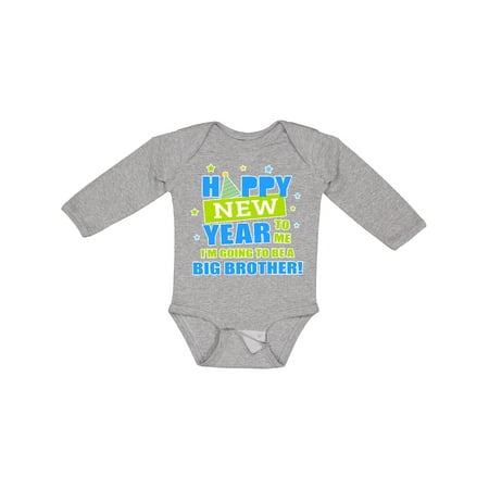 

Inktastic Happy New Year to Me Im Going to Be a Big Brother Gift Baby Boy Long Sleeve Bodysuit