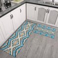 thumbnail image 2 of Blue and Orange Floral Boho Pattern Kitchen Rugs Sets Of 2,Anti Fatigue Kitchen Mat Rugs Non Slip Washable,Decorative Kitchen Floor Mats for Kitchen,Sink,Laundry,17"x30"+17"x47", 2 of 7