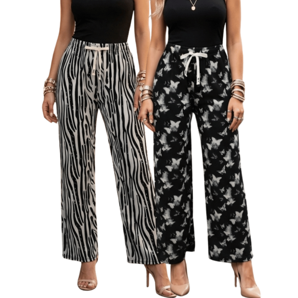 Set De Dos Pants De Mujer Pantalones Anchos Casual O Elgante Pans Stretch