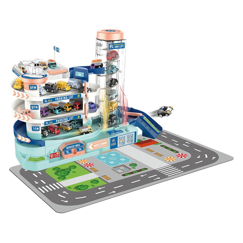 STARTIST City Car Garage Race Car Track Set with 8 Toy Cars and 1  Helicopter Parking lot - Walmart.ca