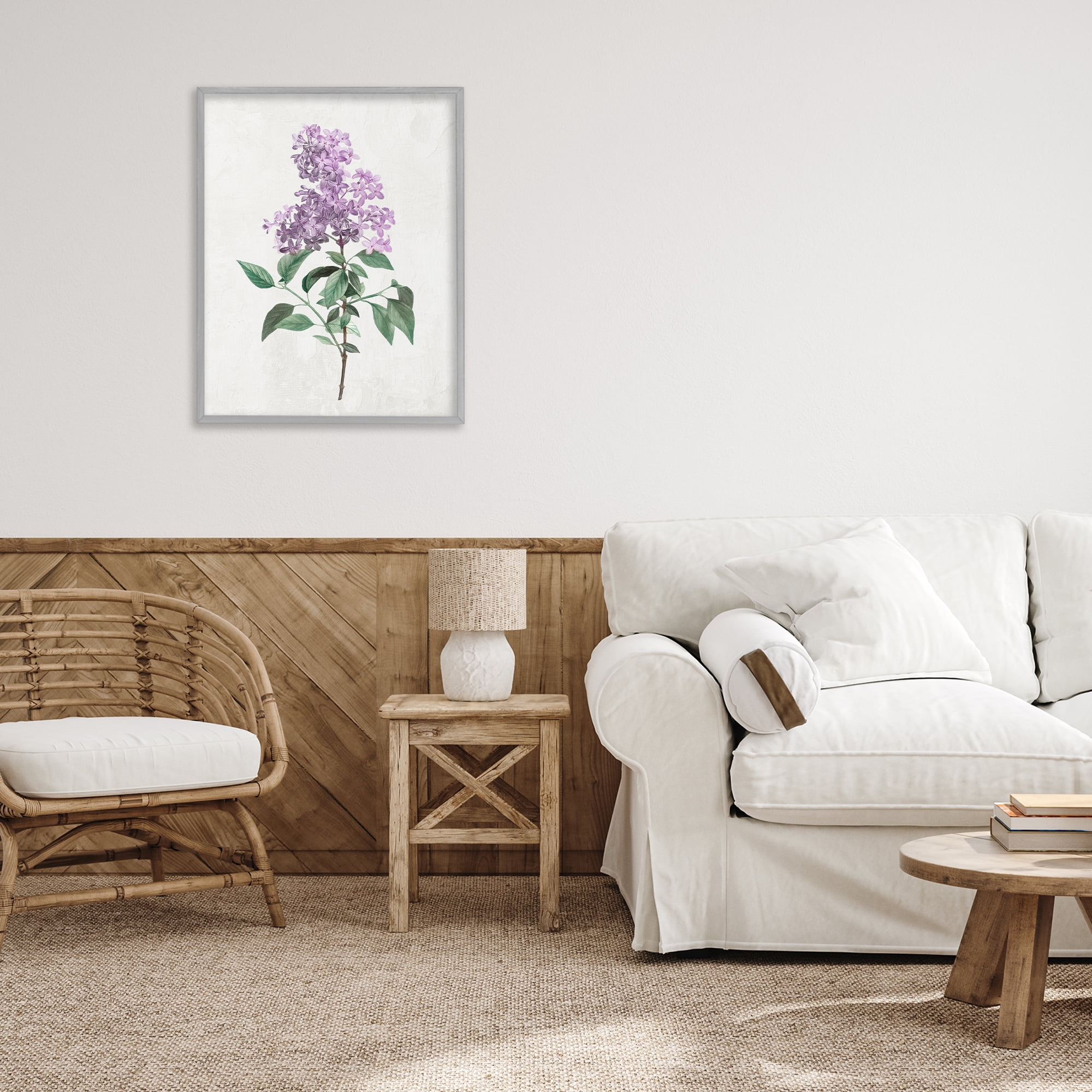 Stupell Industries Lilac Herb Blossoms Gray Framed Giclee Art, design by Kim Allen