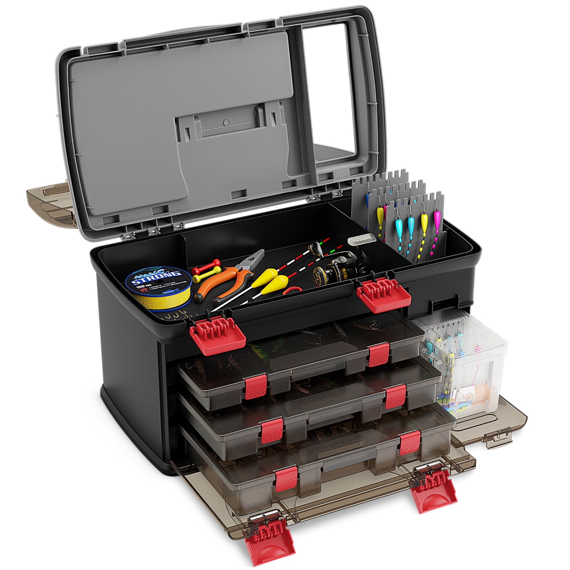 Gymax 5 Layers Fishing Tackle Box w/ Dividers & Top Storage 3 Removable  Utility Boxes