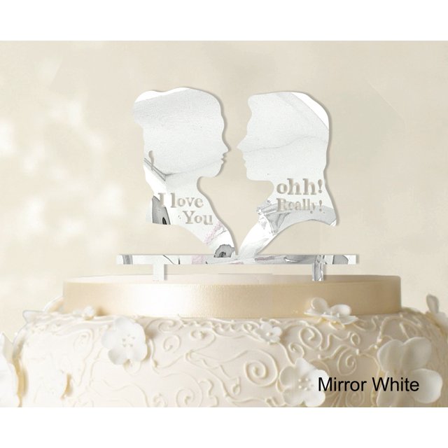 Couple Wedding Cake Topper Personalized Mirror Cake Topper Color Option Available 5-7 Inches Wide