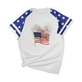 thumbnail image 3 of Youyipin Womens Tops 4Th Of July Plus Size Usa Color-Blocking American Flag Crew Neck Graphic T-Shirt Short Sleeve Shirts For Women, 3 of 4