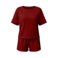 thumbnail image 6 of FAHUOMU Womens Pajamas Set 2 Piece Short Sleeve Crewneck Tops With Elastic Waist Shorts Sleepwear Soft Breathable Loungewear, 6 of 10