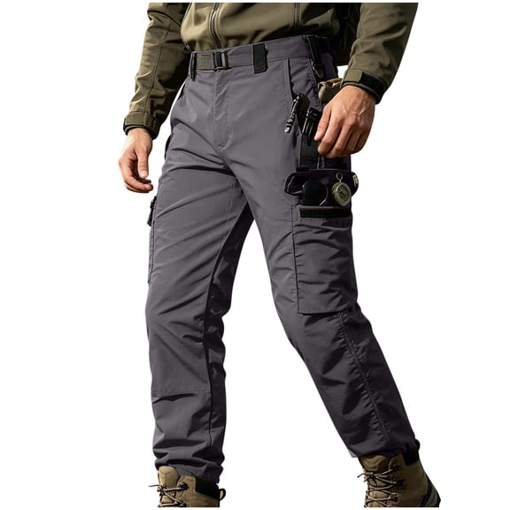 SAWOBUUN Men's Cargo Pants Water Resistant Windproof Outdoor Hiking Trousers with Multi Pocket