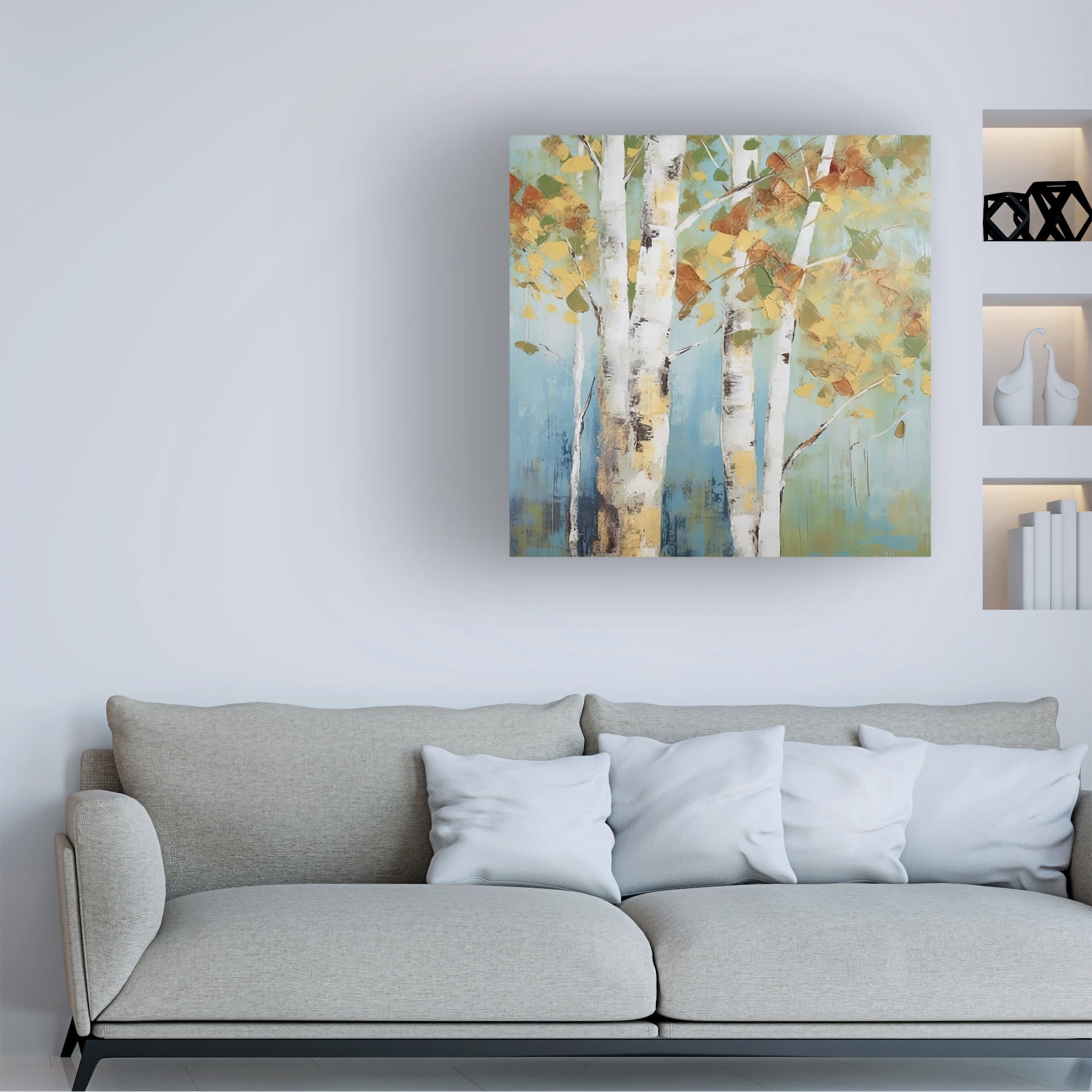 Canvas Wall Art - Sasha 'Birch Forest II' Wall Art for Living Room, Bedroom, or Office Décor by Trademark Fine Art - 14 x 14 Inches