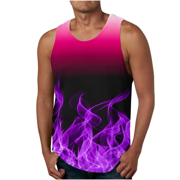 Hombres Casual Gradación Impresión Suéter Cuello Redondo Tanque Deportivo