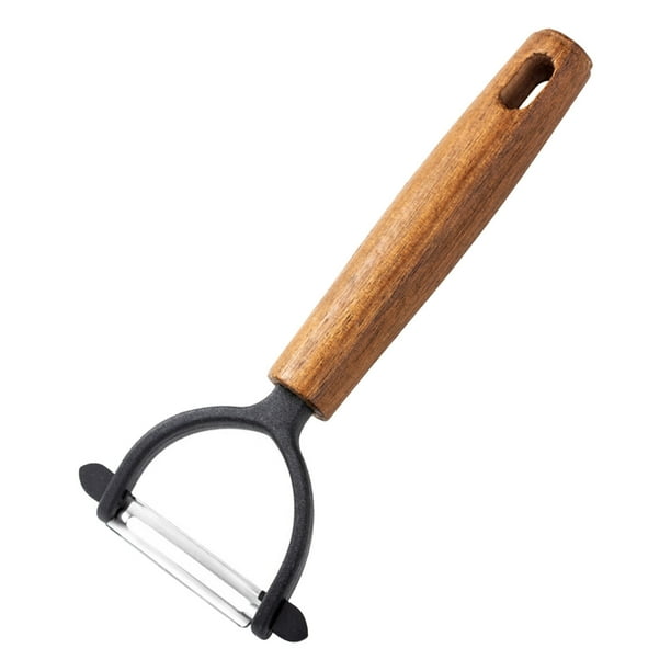 Pisexur Batería de cocina Cuchillo pelador de acero inoxidable con mango de madera, multifuncional para el hogar, para verduras, melón, cortar patatas, pelar y rallar para la cocina del hogar