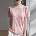 thumbnail image 7 of Mittory Women's Knit Blouse Elegant Short Sleeve Round Neck Loose Jacquard Top Dressy Office Work Shirt, 7 of 7