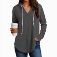 thumbnail image 2 of Godom Blouses for Women Dressy Casual Long Sleeve V Neck Shirts Fall Tunic Tops Loose Fit Hoodies for Womens, 2 of 7