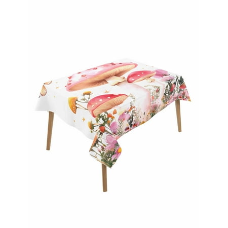 Pink Mushroom Table Cloth Spring Botanical Floral Summer Waterproof Tablecloth for Rectangle Tables Reusable Washable Fabric Table Cover for Restaurant Kitchen Dining Tables 60 x102 Pink Mushroom Table Cloth Spring Botanical Floral Summer Waterproof Tablecloth for Rectangle Tables Reusable Washable Fabric Table Cover for Restaurant Kitchen Dining Tables 60 x102
