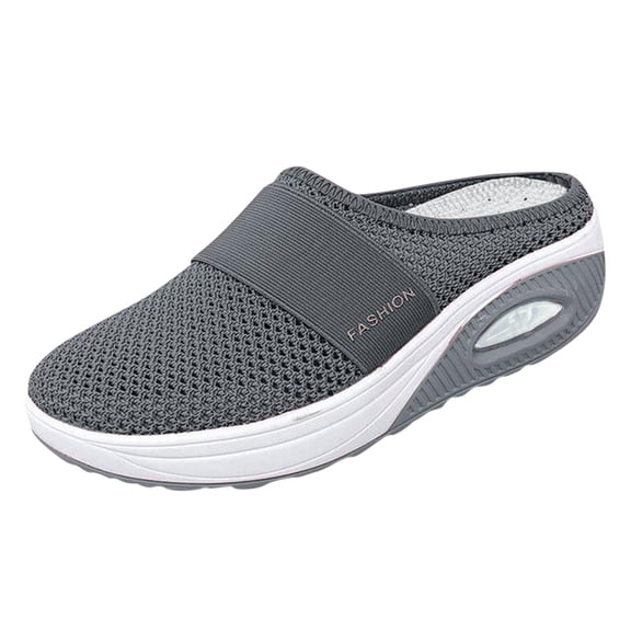 Sandals Women Air Cushion Slip-On Orthopedic Diabetic Walking With Arch Support Knit Casual Comfort Outdoor Walking Sandals Dark Gray Size 8