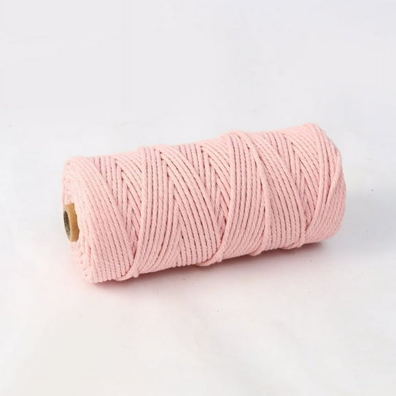 XmhyTop Macrame Cord 4mm x 110yards Natural Macrame Cotton Rope Colored Macrame Rope Soft Cotton Cord Macrame Supplies Craft Rope Macrame Yarn for Plant Hanger Wall Hanger ，Light Pink