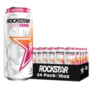 (24 Cans) Rockstar Pure Zero Energy Drink, Tangerine Mango Guava Strawberry, 16 fl oz