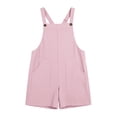 thumbnail image 6 of APEXFWDT Women's Summer Linen Cotton Short Jumpsuits Sleeveless Loose Wide Leg Overall Shorts Romper with Pockets,S,Pink, 6 of 8