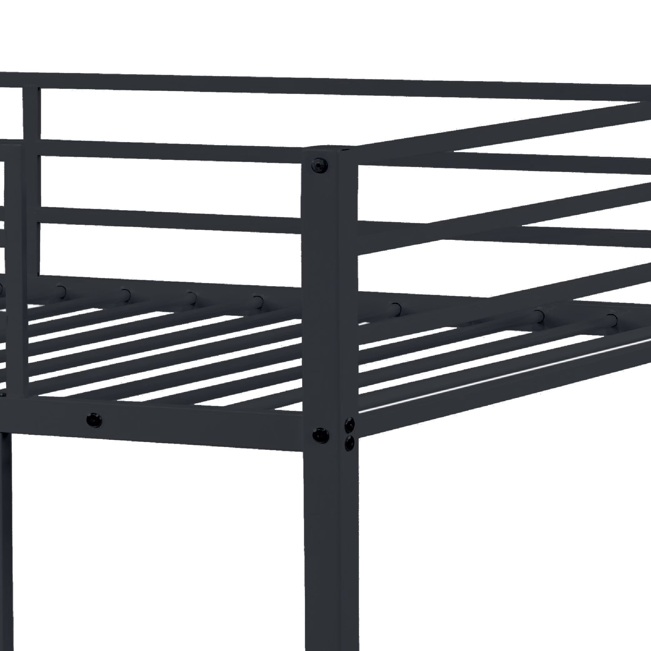 Aukfa Metal Bunk Bed Twin Over Twin, High Guardrail and Metal Slats, Space-Saving Bed Frame for Kids Teens, Black