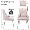 thumbnail image 4 of Foredo Velvet Dining Chairs, Modern Upholstered Dining Chairs with Pillow and Metal Legs, Tufted Side Chairs for Living Dining Room, Pink, 4 of 8
