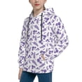 thumbnail image 2 of Fotbe Lavender Flowers Pattern Youth Pullover Hooded Sweatshirt, Boys Hoodie, Kangaroo Pocket Hoodie for Kids Girls -Small, 2 of 6