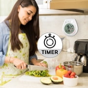 Digital Shower Clock Waterproof Bathroom Timer, Kitchen Wall Clock with Countdown, Temperature, Suction Cup Hanging Hole, White