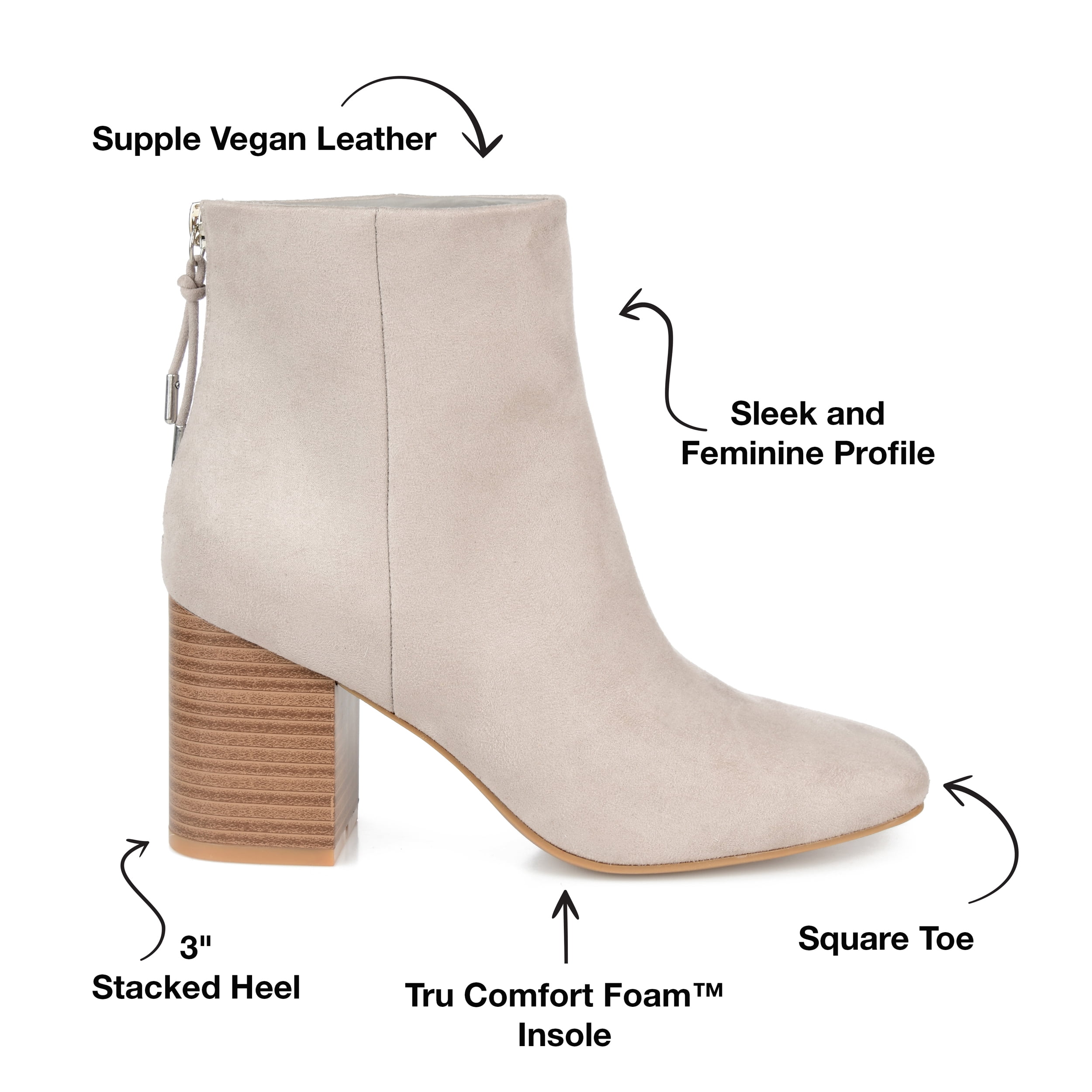 Journee Womens Audrina Back Heel Zip Stacked Heel Booties