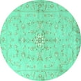 thumbnail image 1 of Ahgly Company Machine Washable Indoor Round Persian Turquoise Blue Traditional Area Rugs, 8' Round, 1 of 4