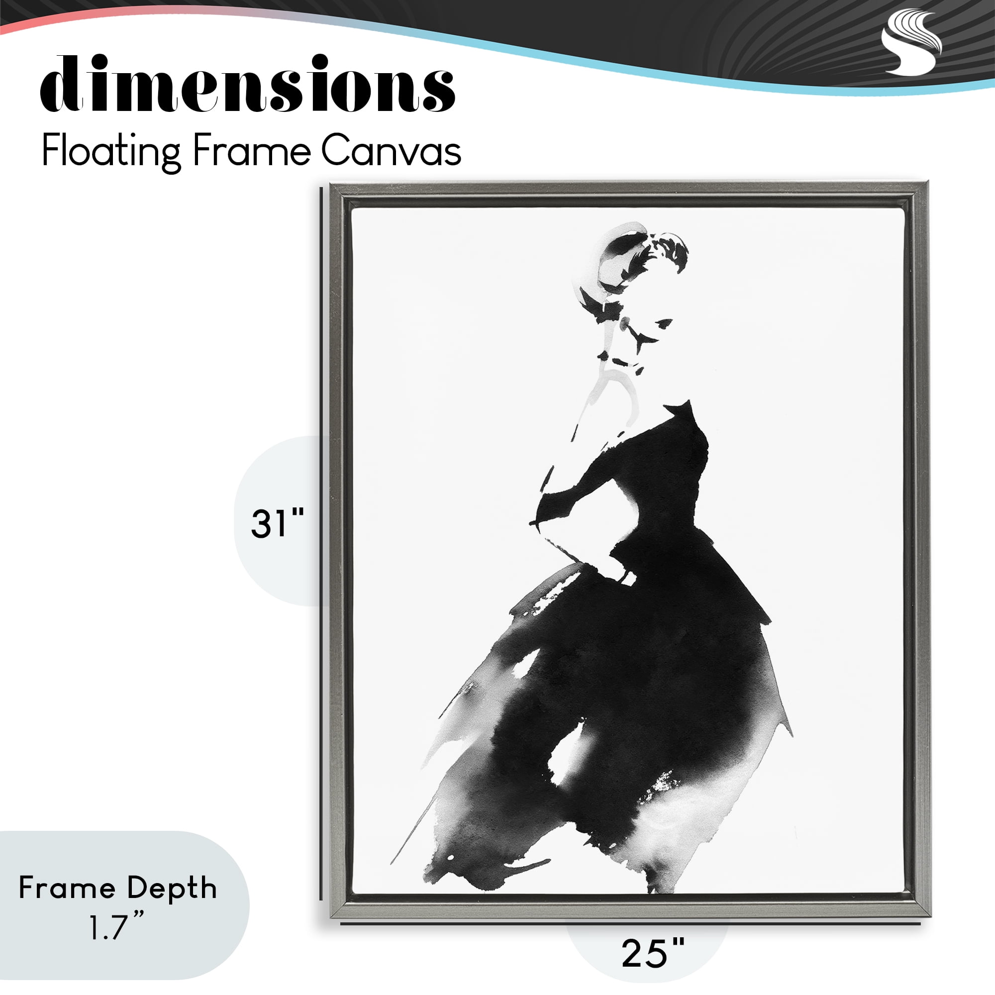Stupell Industries Shadow Waltz Silhouette Gray Framed Floater Canvas Wall Art, design by Svetlana Aleynikova