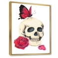 thumbnail image 2 of Designart Skull With Red Rose & Butterfly Modern & Contemporary Floating Frame Wall Art, 2 of 4