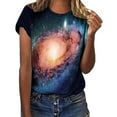 thumbnail image 2 of Dyfzdhu T Shirts for Women Plus Size Trendy Galaxy Print Short Sleeve Crew Neck Loose Tops Summer Teenager Girls Graphic Tees Black, 2 of 4
