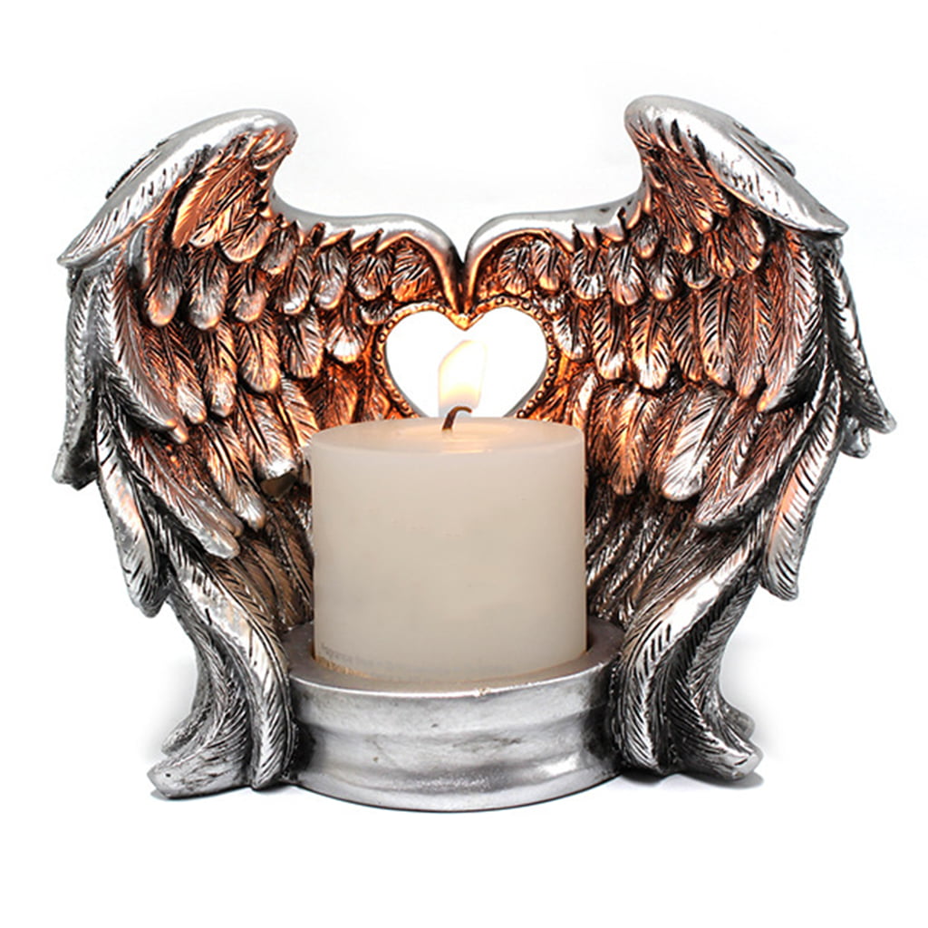 Feathers appear angels near Memorial Glass Candle Tea Light Holder home wedding 