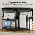 thumbnail image 4 of POAO Large Printer Stand with Storage Drawer,3-Tier Rolling Cart with Industrial Wheels for Desk, 5 Adjustable Shelf Mobile Printer Table,Black, 4 of 8