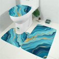 thumbnail image 2 of Blue Marble Gold Wave Pattern Bathroom Rugs Sets 3 Piece,Toilet Cover Set,Absorbent Non Slip Bathroom Mats Sets with U-Shaped Contour Rug Toilet Rug Set, 2 of 5