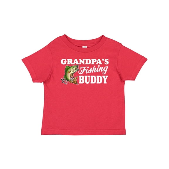 Inktastic Grandpa's Fishing Buddy with White Text Boys Baby T-Shirt