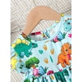 thumbnail image 6 of Yunliwuli Baby Girl Summer Dress Casual Fly Sleeve Round Neck Dinosaur Print Dress Toddler A-Line Dress, 6 of 10