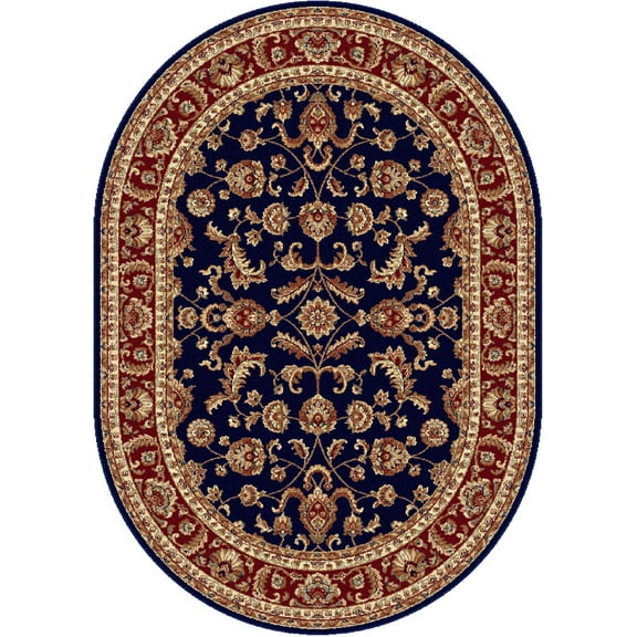 Tayse Sensation Area Rug 4797 NAVY Traditional Navy Blue Vines Leaves 5' 3" x 7' 3" Oval