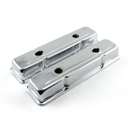 Speedmaster PCE314.1052 Compatible with Chevy SBC 350 Chrome Steel Valve Covers - Short w/ 4 x Baffled Holes