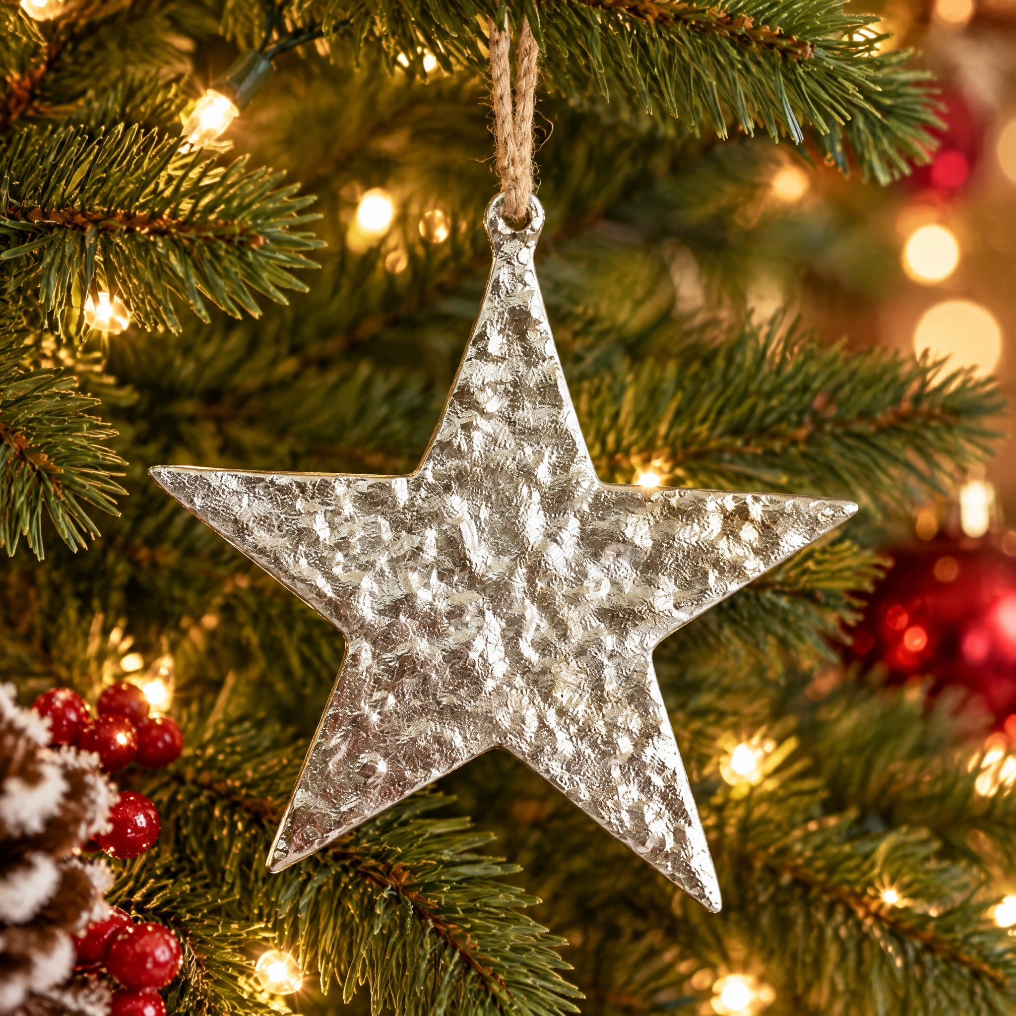 Silver Metal Star Christmas Ornament, 5.5", by Holiday Time